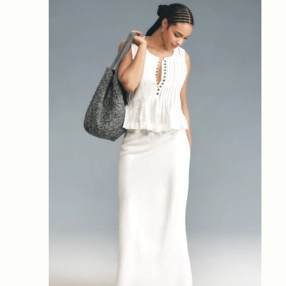 Anthropologie The Lottie Pleated Linen Tank Size Small - Picture 5 of 9